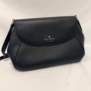 👜 New Kate Spade New York Black Pebbled Leather Crossbody